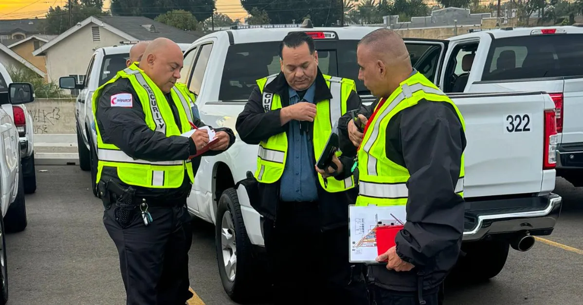 (security guards coordinating a patrol)