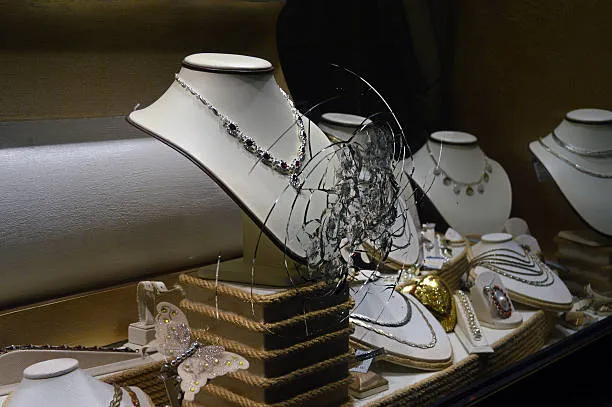 (broken jewelry display)