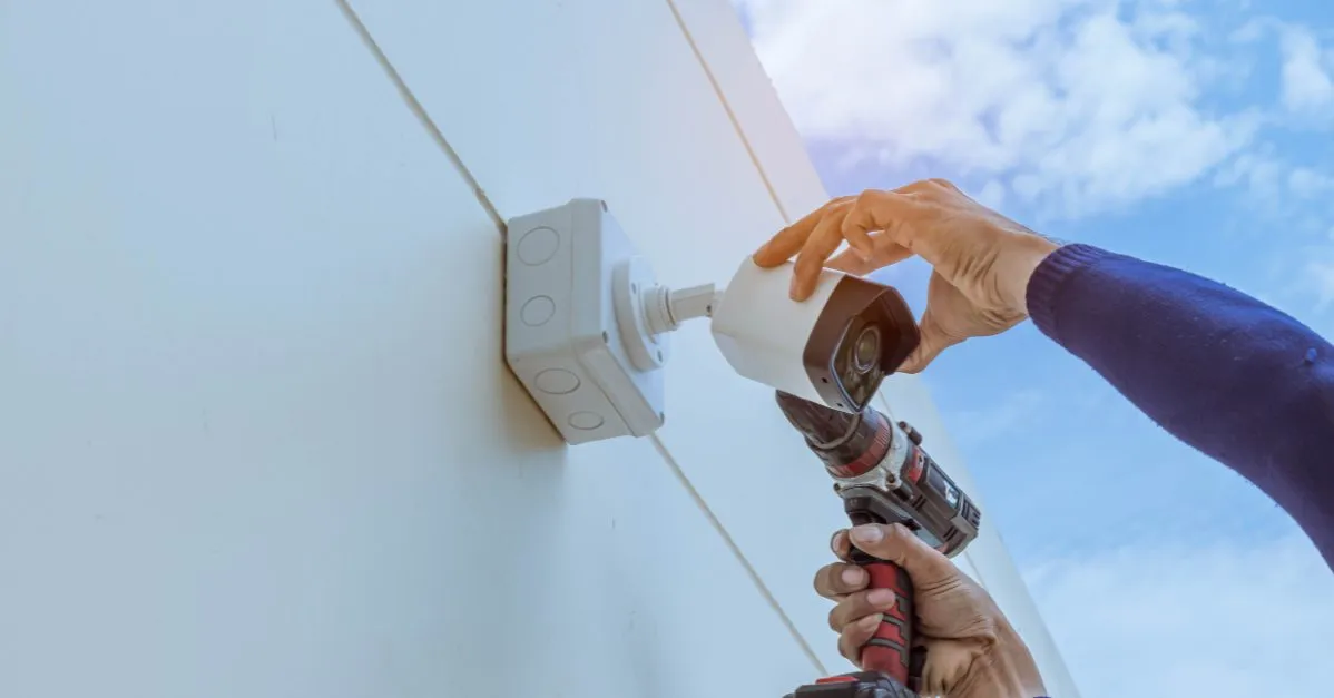 (installing security cameras)
