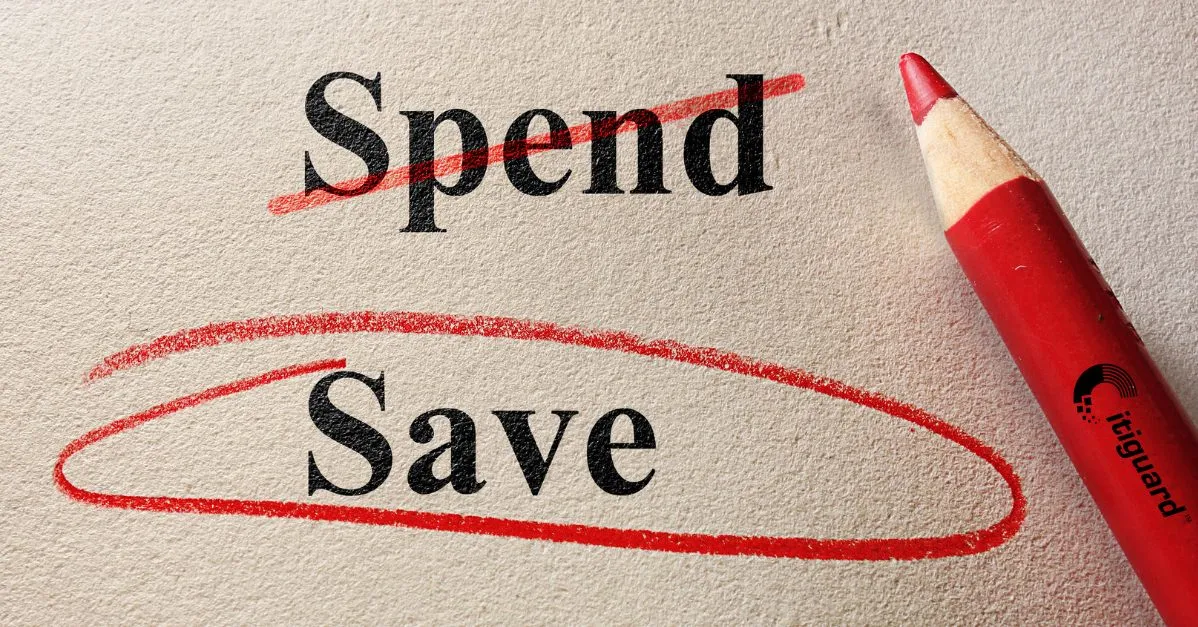 spend crossed out and save circled in red