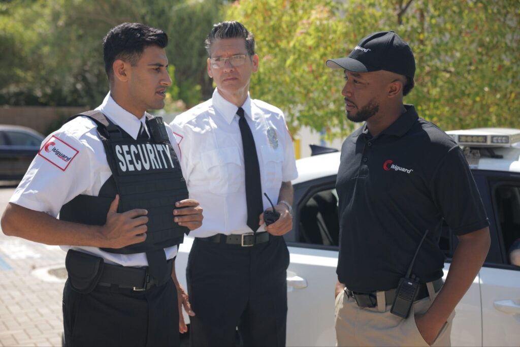 Citiguard security team standing together outside a client property